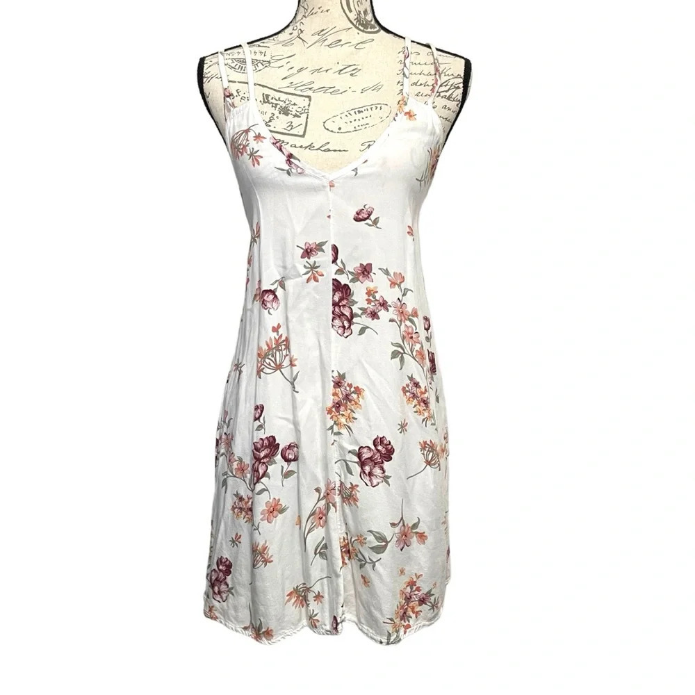 John Galt Brandy Melville Slip Dress Womens One Size White Floral Coquette Boho